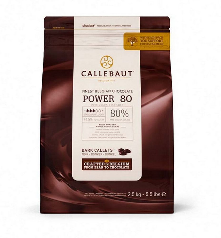Шоколад бельгійський Callebaut POWER 80 чорний 80% в дисках, 2,5кг - фото