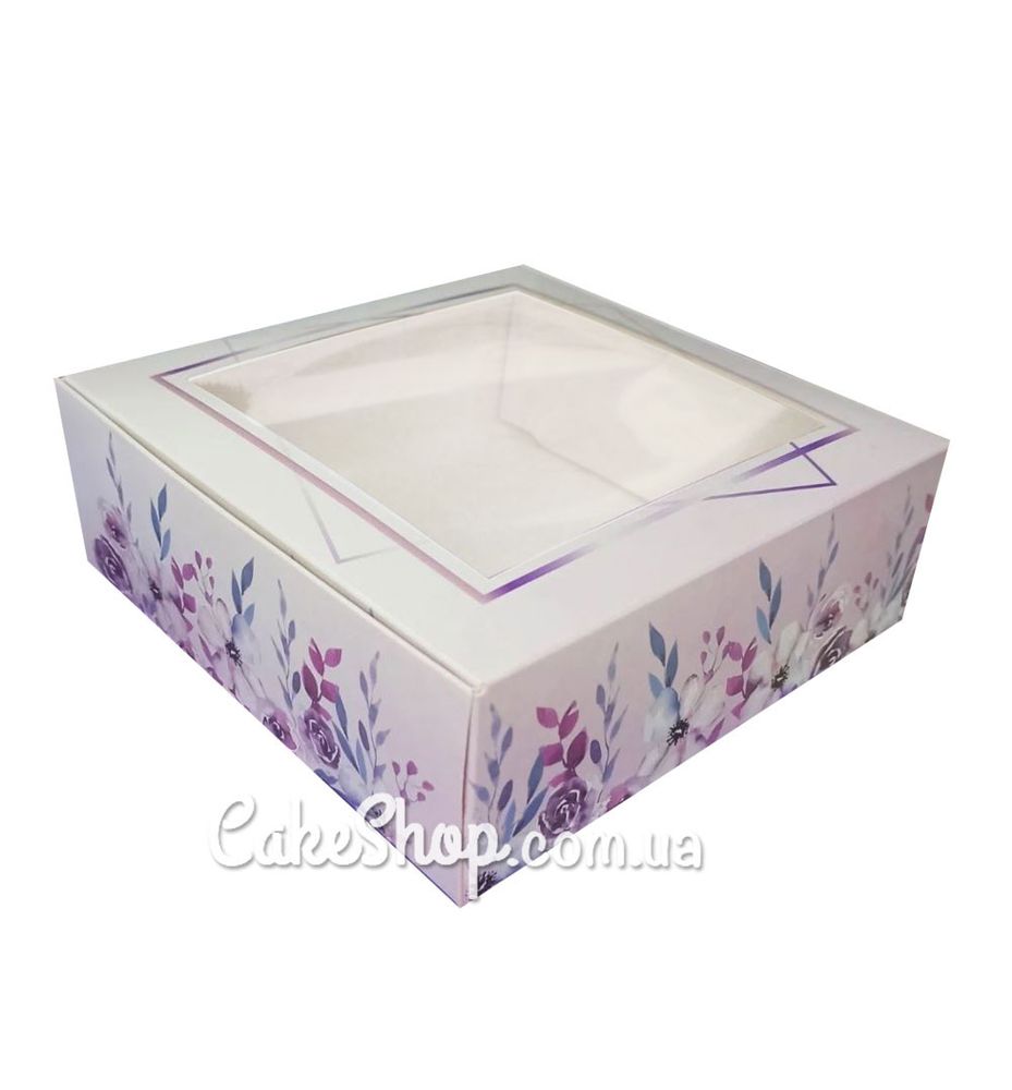 Коробка для зефира с окном Фиолетовая, 20х20х7 см - фото
