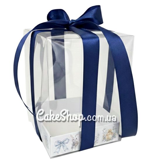 ⋗ Коробка с прозрачной крышкой Пасхальная голубая, 12х12х18 см купить в Украине ➛ CakeShop.com.ua, фото