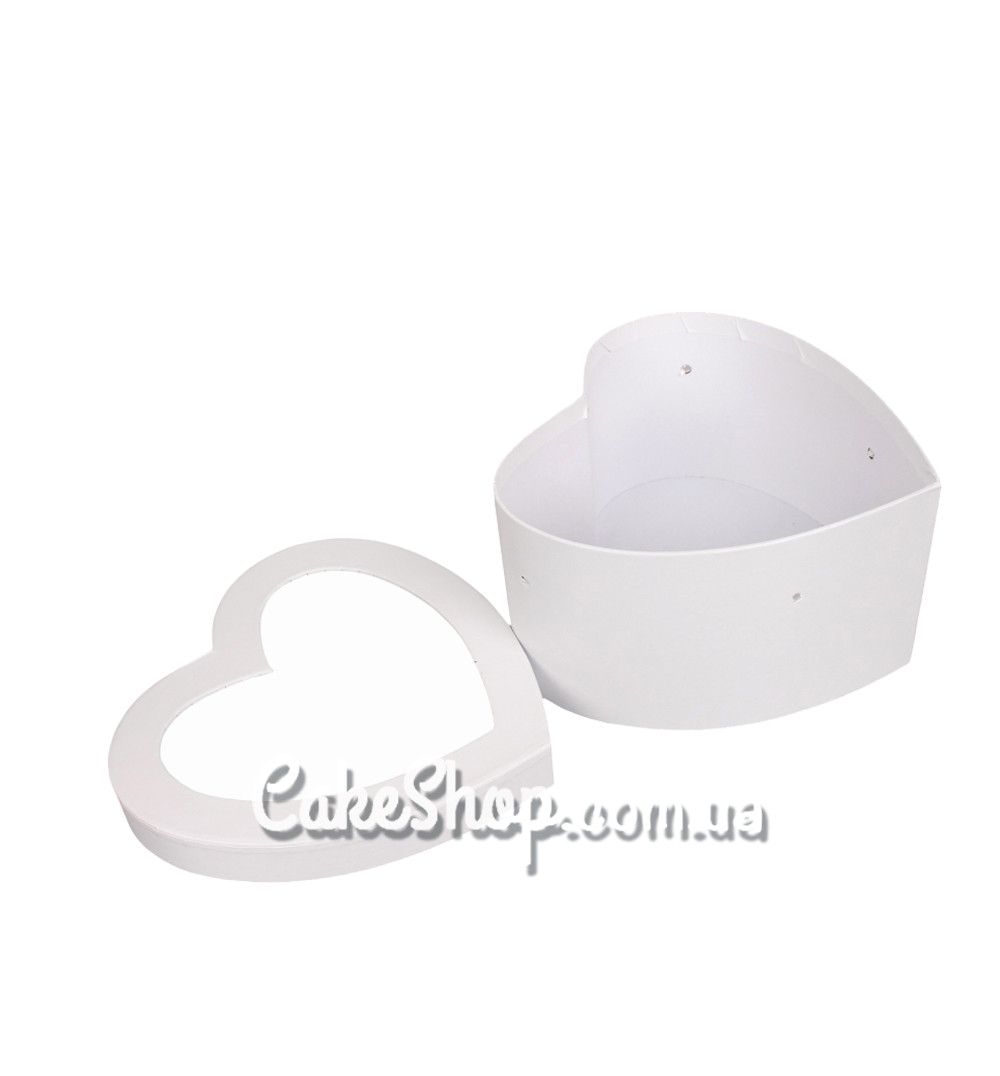 ⋗ Коробка Серце з ручками, 18,4х17,8х10 см Біла купити в Україні ➛ CakeShop.com.ua, фото
