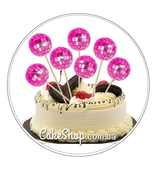 ⋗ Диско шары розовые со шпажками, 12 шт купить в Украине ➛ CakeShop.com.ua, фото