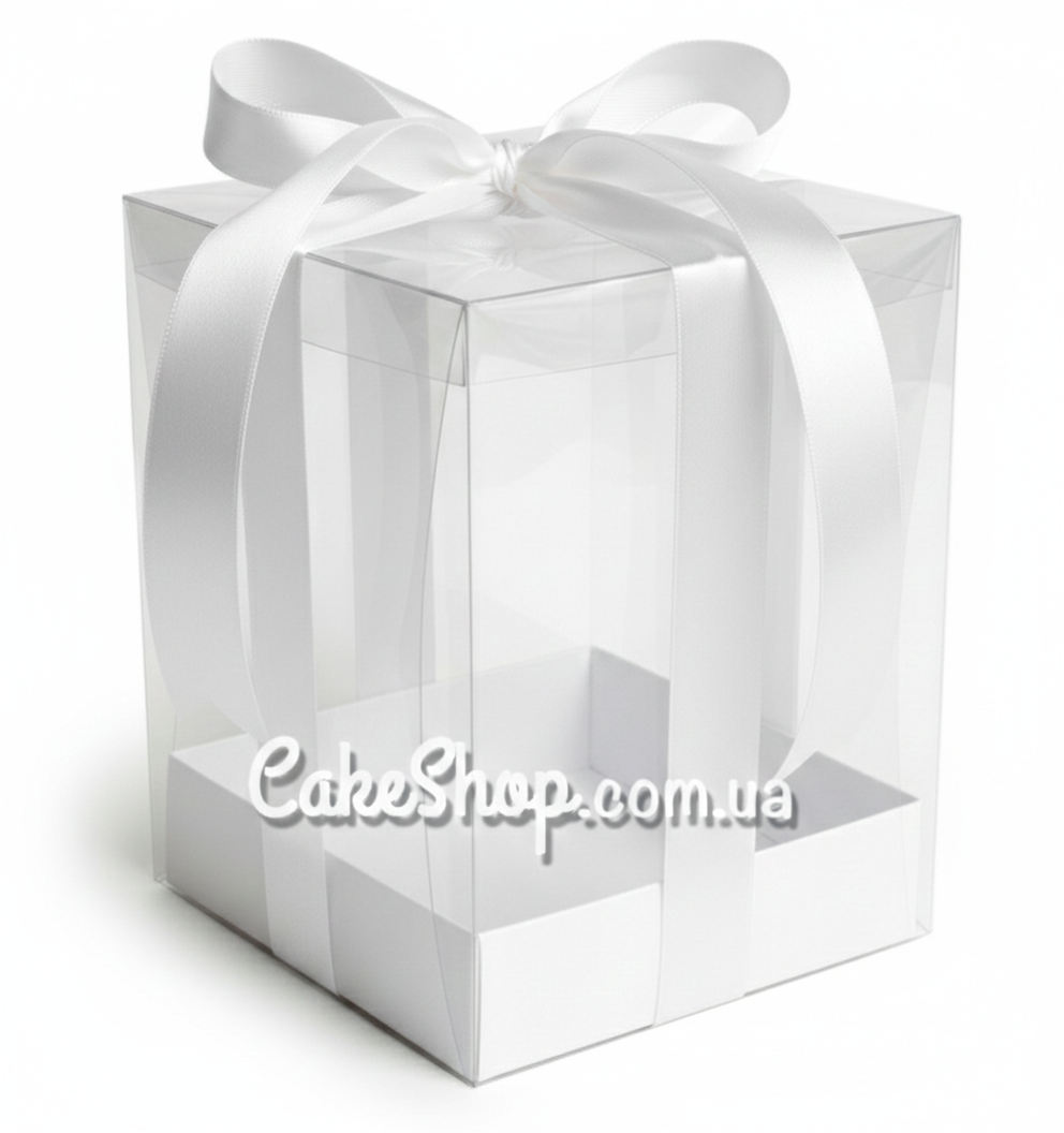 ⋗ Коробка с прозрачной крышкой Белая, 12х12х18 см купить в Украине ➛ CakeShop.com.ua, фото