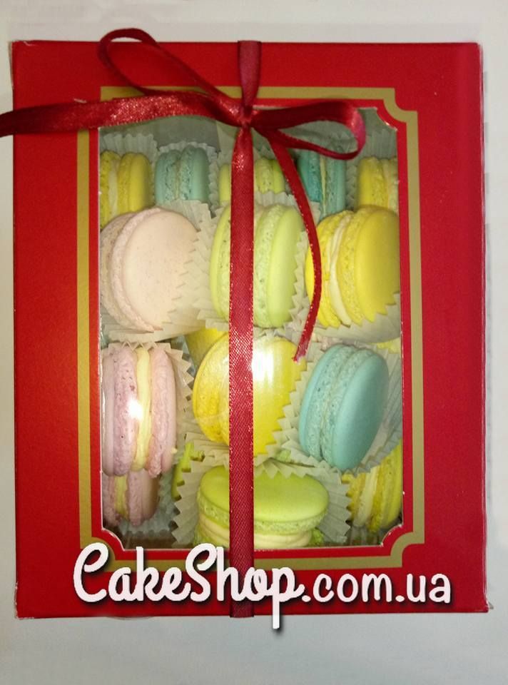 ⋗ Коробка для десертов с окошком Красная 16,5*13,5*8 купить в Украине ➛ CakeShop.com.ua, фото