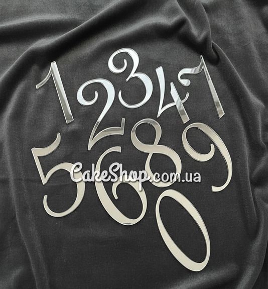 ⋗ Акриловий топпер DZ бічний цифра 6, срібло купити в Україні ➛ CakeShop.com.ua, фото