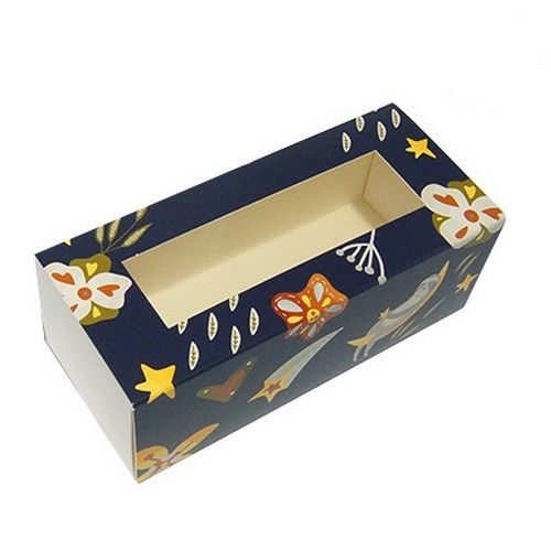 Коробка для макаронс, цукерок, безе з прозорим вікном Єнот, 14х6х5 см - фото