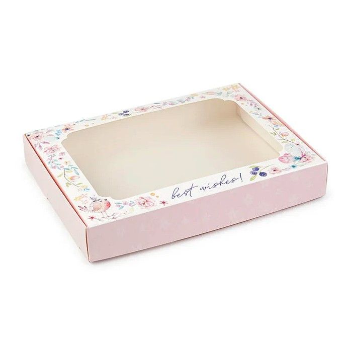 Коробка для пряников с фигурным окном Птичка розовая, 15х20х3 см - фото