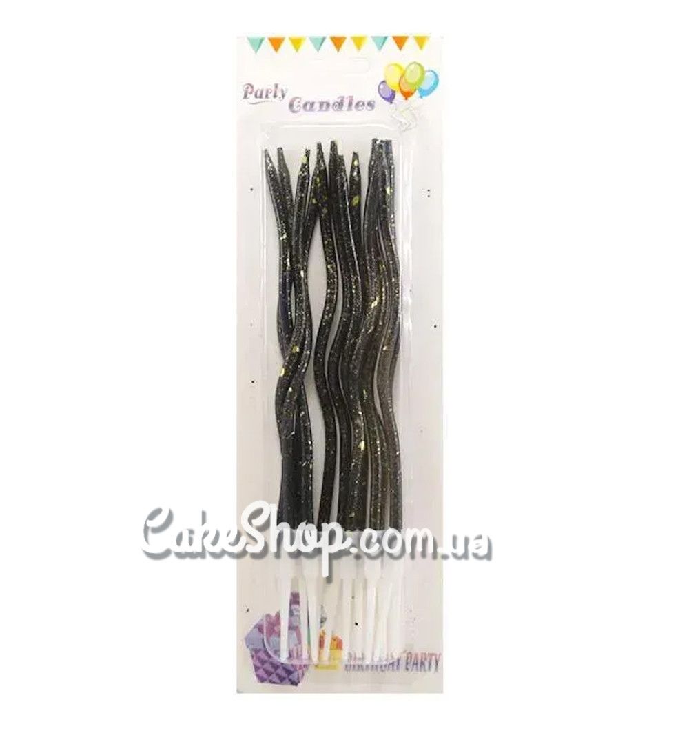 ⋗ Свечи тортовые Коктейльные черные с золотыми каплями, 12 шт купить в Украине ➛ CakeShop.com.ua, фото