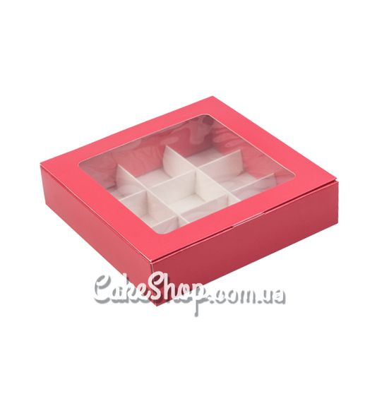 ⋗ Коробка на 9 конфет с окном Красная, 15,3 х15, 3х3, 5 см купить в Украине ➛ CakeShop.com.ua, фото