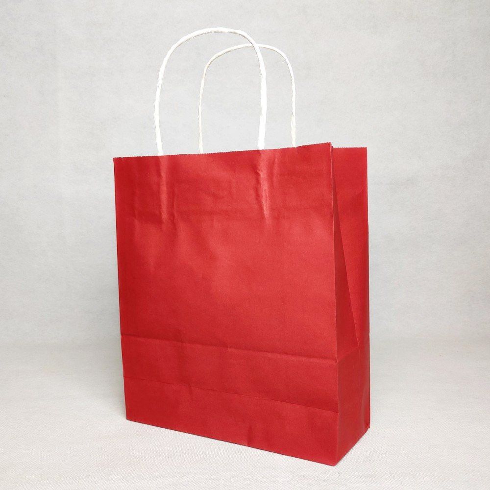 Пакет бумажный с кручеными ручками Красный, 24х20х8см - фото