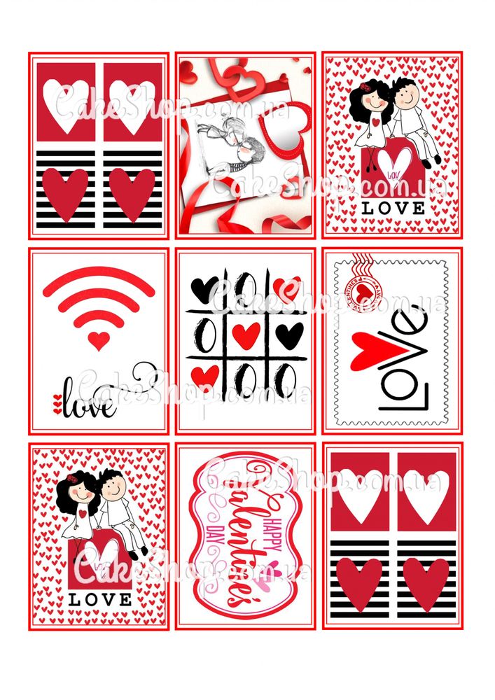 Вафельна картинка Визитки День Св. Валентина - фото