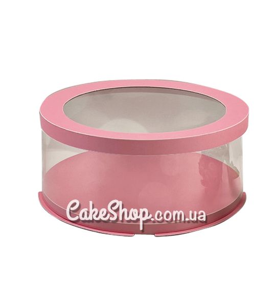 ⋗ Коробка для торта, квітів, іграшок Тубус з прозорою кришкою Рожевий d-25, h-10 см купити в Україні ➛ CakeShop.com.ua, фото