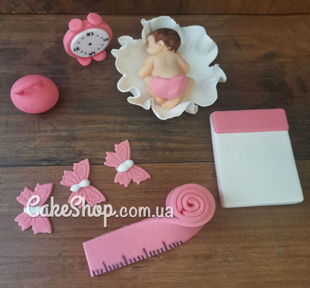 ⋗ Сахарные фигурки Младенец набор розовый 2 ТМ Ириска купить в Украине ➛ CakeShop.com.ua, фото