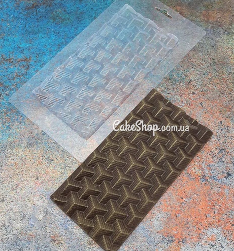 Пластикова форма для шоколаду плитка Геометрія 1 рифлена - фото