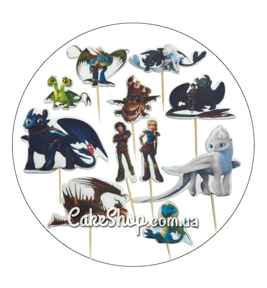 ⋗ Сахарные фигурки топеры MAXI Как укротить дракона ТМ ДомК купить в Украине ➛ CakeShop.com.ua, фото