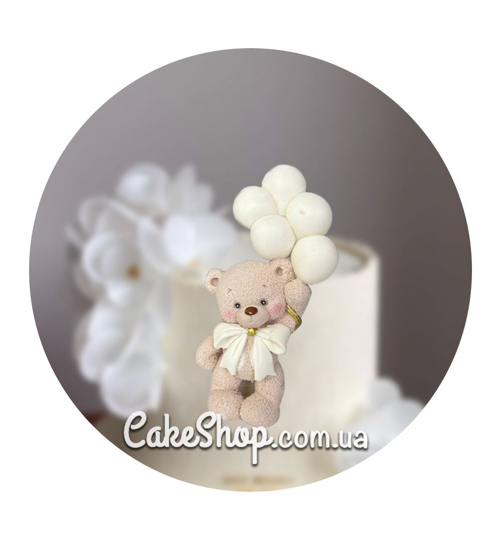 ⋗ Шоколадная фигурка Мишка с шариками 2Д Беж-белый ТМ ДомК купить в Украине ➛ CakeShop.com.ua, фото