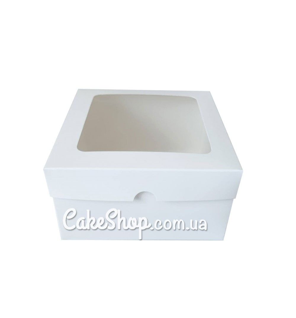 ⋗ Коробка для подарунків,бенто-торта біла з вікном, 16х16х9см купити в Україні ➛ CakeShop.com.ua, фото