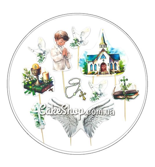 ⋗ Сахарные фигурки топеры MAXI Первое причастие 1 ТМ ДомК купить в Украине ➛ CakeShop.com.ua, фото