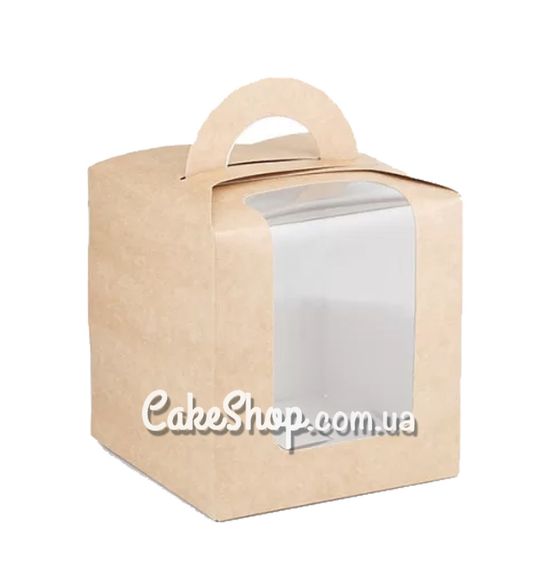 ⋗ Коробка для бенто-торта с ручкой Крафт, 11,5х11,5х12 см купить в Украине ➛ CakeShop.com.ua, фото