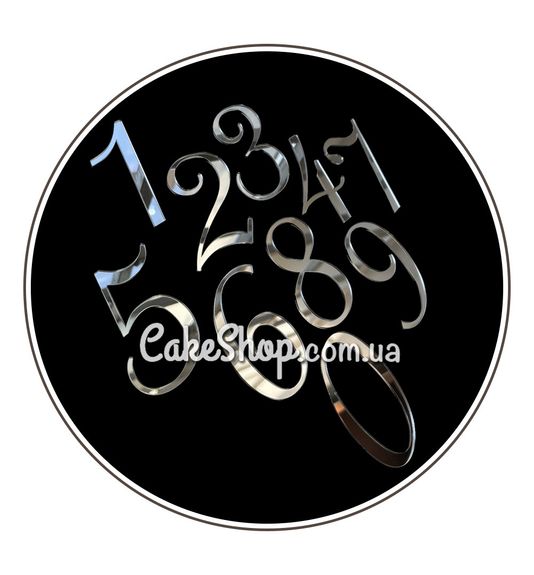 ⋗ Акриловий топпер DZ бічний цифра 9, срібло купити в Україні ➛ CakeShop.com.ua, фото