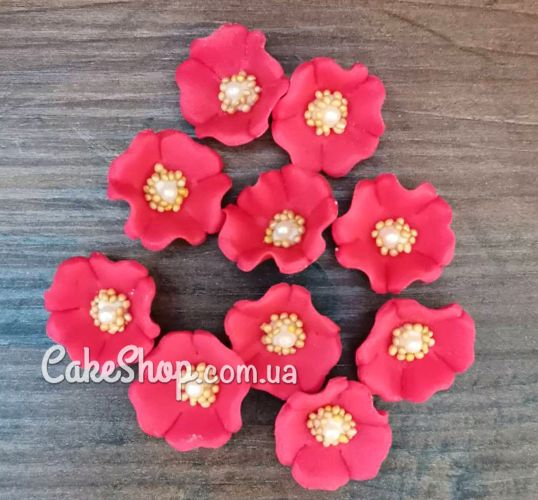 ⋗ Сахарные цветы Мальва красная (10 штук) купить в Украине ➛ CakeShop.com.ua, фото