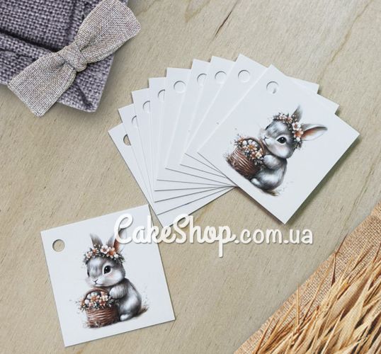 ⋗ Бірка паперова Зайченя 4,5х4,5 см, 10 шт купити в Україні ➛ CakeShop.com.ua, фото