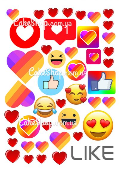 ⋗ Сахарная картинка LIKE купить в Украине ➛ CakeShop.com.ua, фото