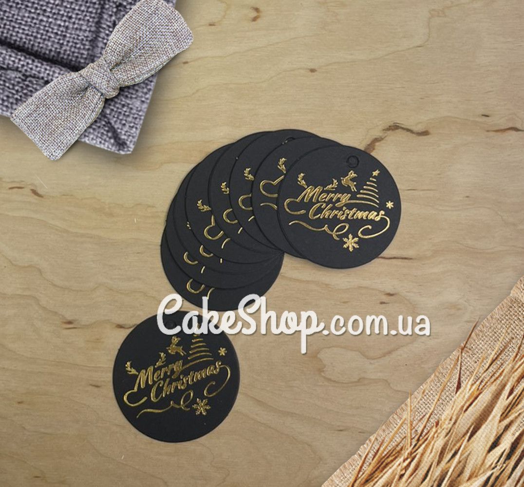 ⋗ Бирка бумажная Новогодняя черная 4,5 см, 10 шт купить в Украине ➛ CakeShop.com.ua, фото