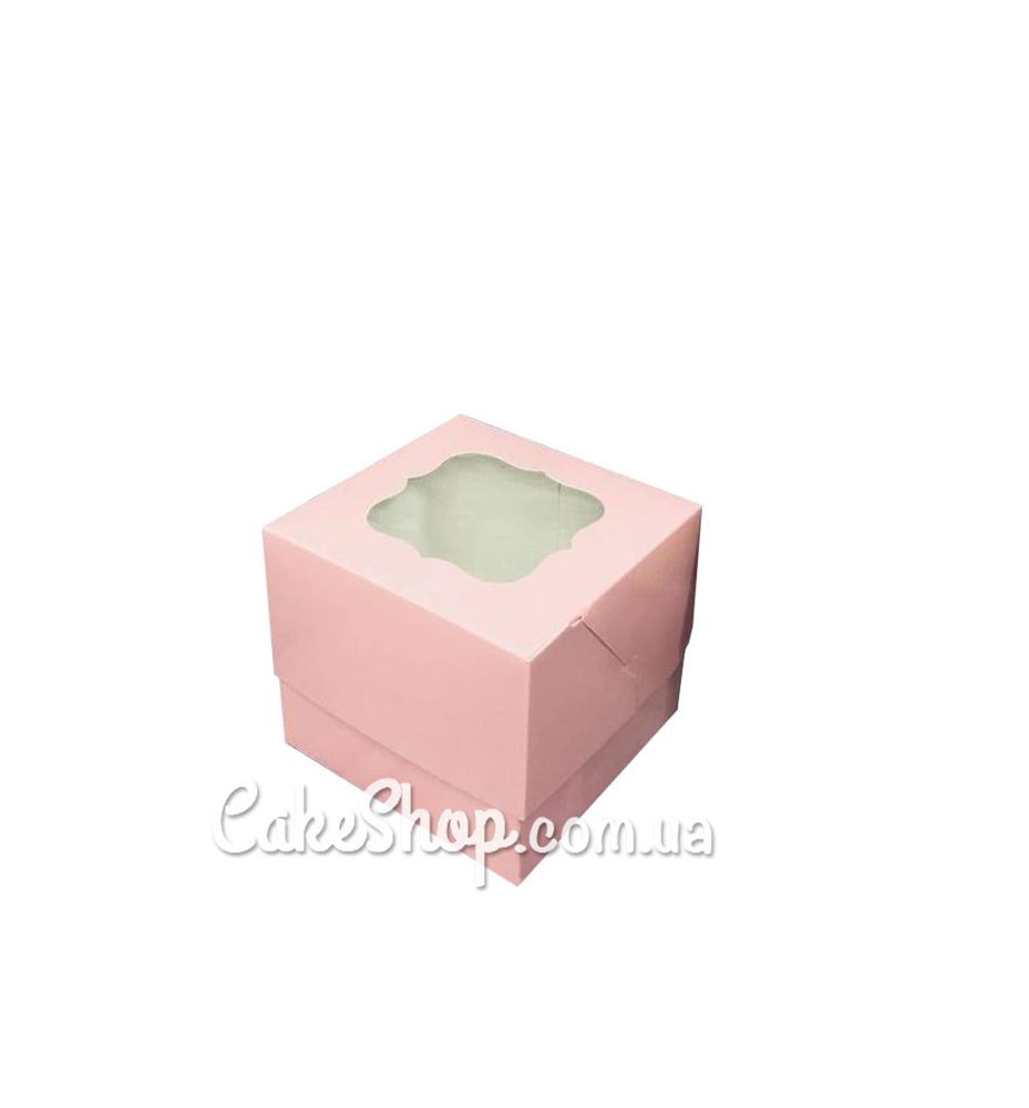 Коробка для 1 кексу з фігурним вікном Пудра, 10х10х9 см - фото