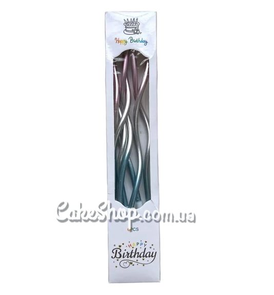⋗ Свечи тортовые коктейльные Омбре розово-серебряно-синие, 6 шт купить в Украине ➛ CakeShop.com.ua, фото