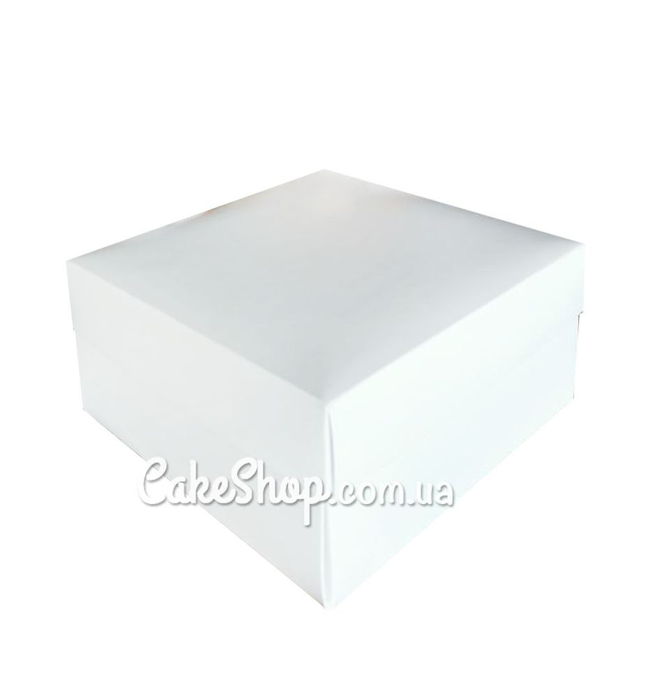 Коробка для торта подарункова Біла, 19,5х19,5х9,7 см - фото