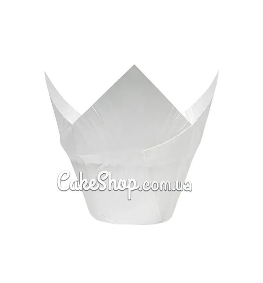 ⋗ Форма паперова для кексів Тюльпан з бортом біла, 10 шт. купити в Україні ➛ CakeShop.com.ua, фото
