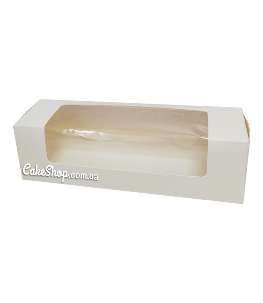 Коробка для макаронс з вікном Біла, 20х6х6 см - фото
