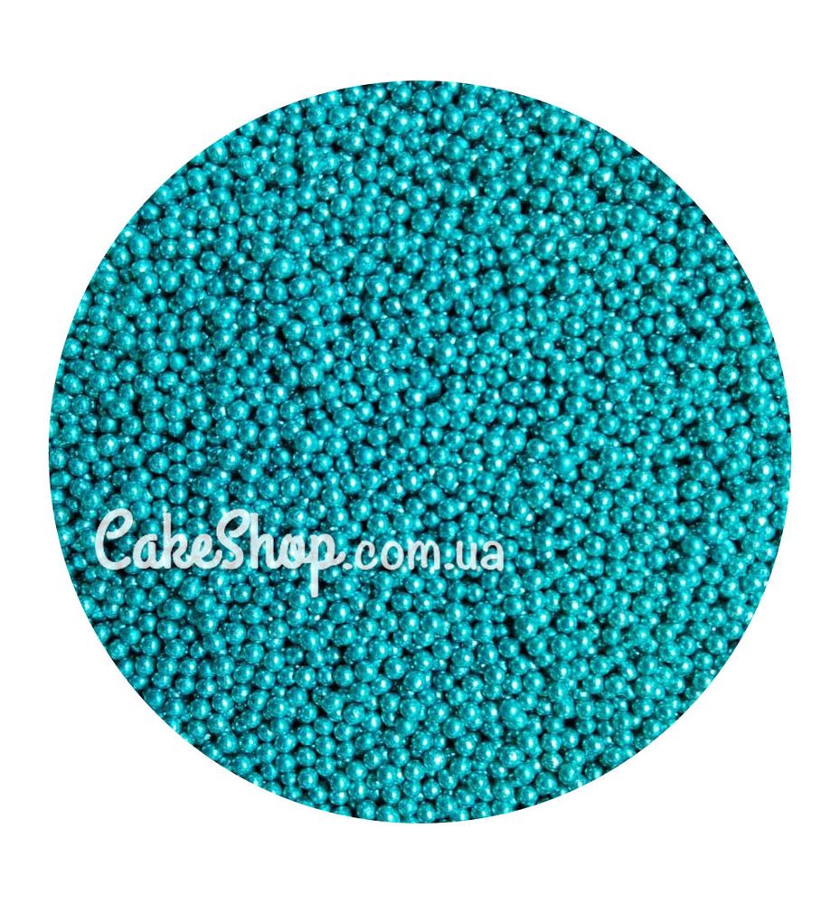 Посыпка шарики металлик Синий 1 мм, 50 г - фото
