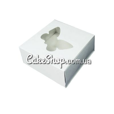 ⋗ Коробка для цукерок, виробів Hand Made Біла з вікном метелик, 8х8х3,5 см купити в Україні ➛ CakeShop.com.ua, фото