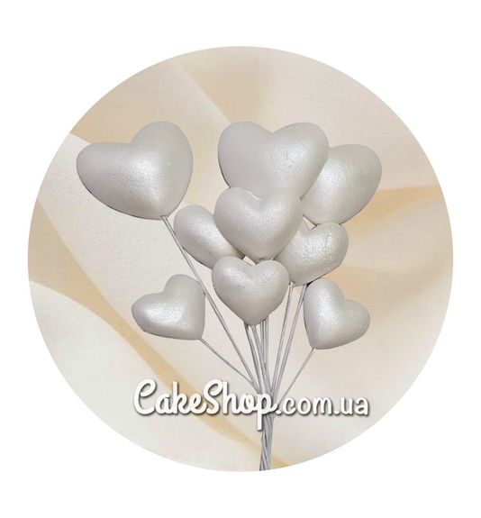 ⋗ Сахарные фигурки Сердечки 2Д белые ТМ KD купить в Украине ➛ CakeShop.com.ua, фото