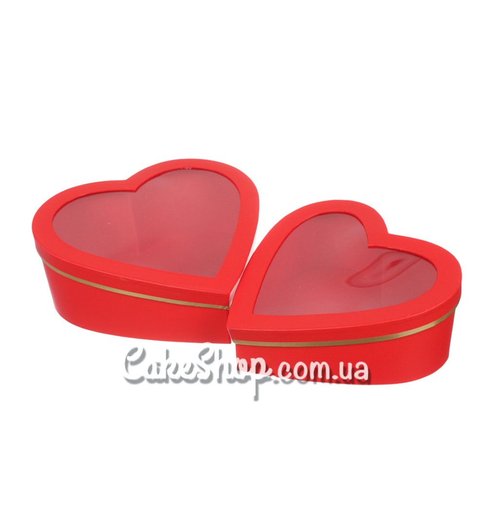 ⋗ Коробка  Серце з вікном, 24х23,5х10 см Червона купити в Україні ➛ CakeShop.com.ua, фото