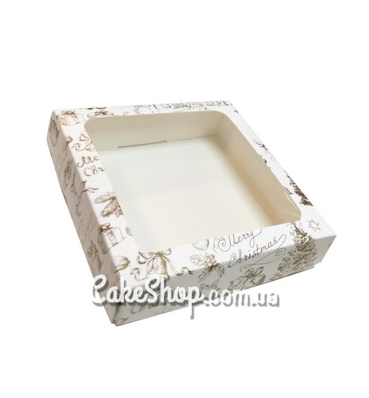 ⋗ Коробка для пряників із золотою печаткою Merry Christmas з вікном, 15х15х3,5 см купити в Україні ➛ CakeShop.com.ua, фото
