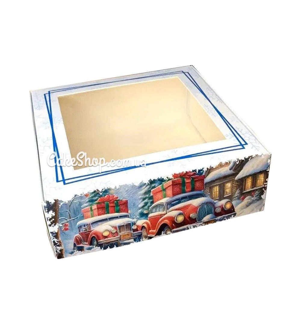 ⋗ Коробка для зефіру з вікном Різдвяна казка, 20х20х7 см купити в Україні ➛ CakeShop.com.ua, фото