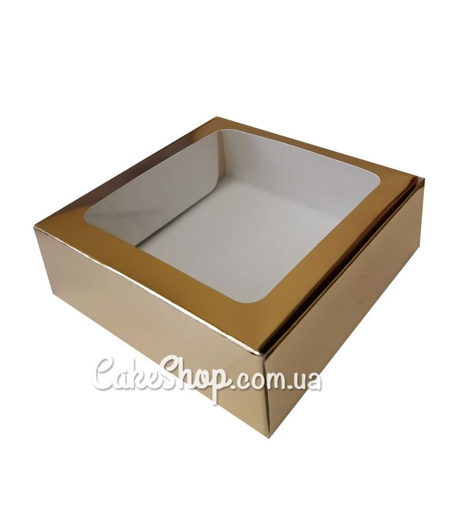 Коробка для пряников с окном Золотая, 15х15х5 см - фото