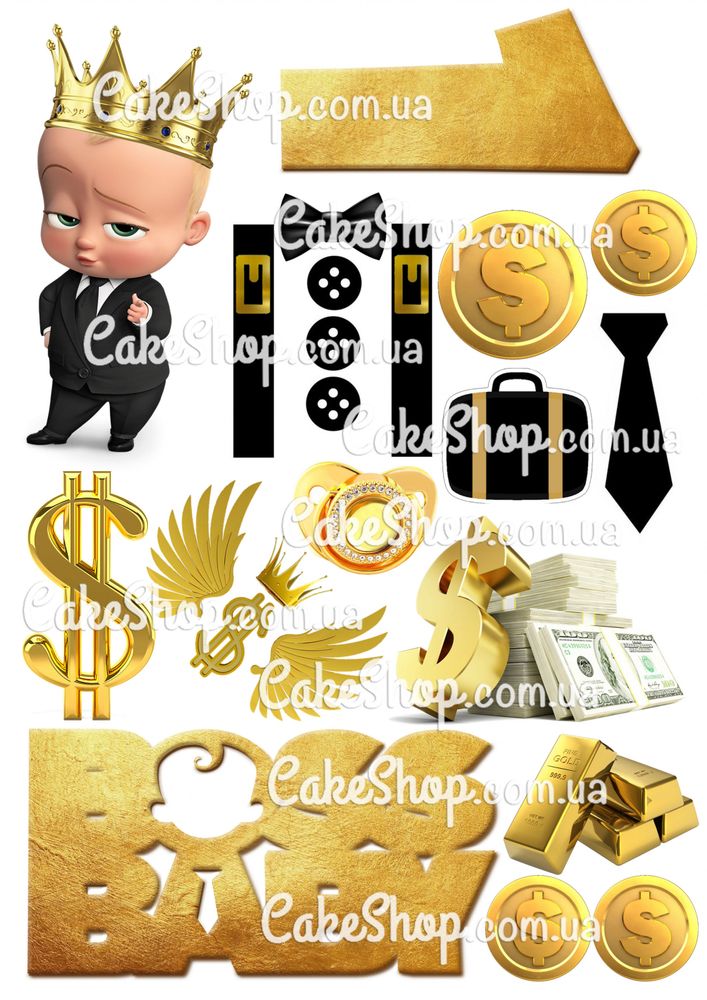 Вафельная картинка  Бебби Босс золото - фото