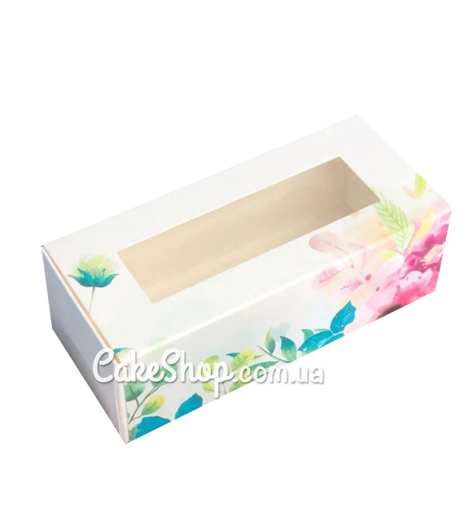 Коробка для макаронс, цукерок, безе з прозорим вікном Весна, 14х6х5 см - фото