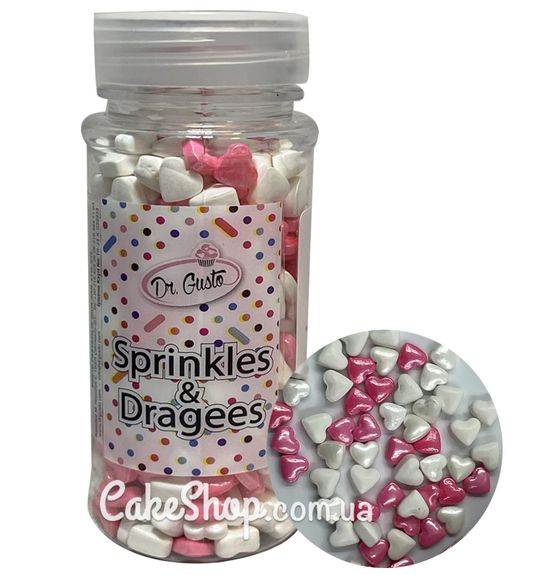 ⋗ Посипка цукрова DG Серця рожево-білі, 90 г купити в Україні ➛ CakeShop.com.ua, фото