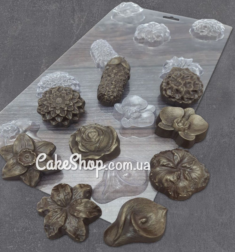 ⋗ Пластиковая форма для шоколада набор Цветы 1 купить в Украине ➛ CakeShop.com.ua, фото