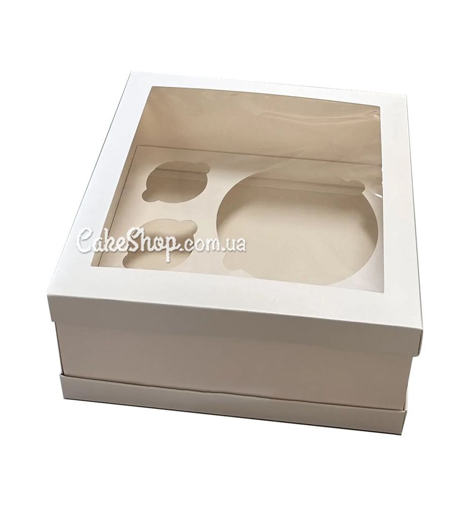 Коробка для сладостей на 5 кексов и бенто-торт, 26х26х12 см - фото