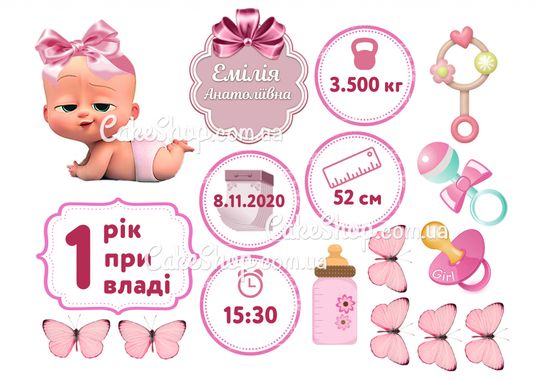 ⋗ Вафельная картинка Беби Босс девочка 2 купить в Украине ➛ CakeShop.com.ua, фото