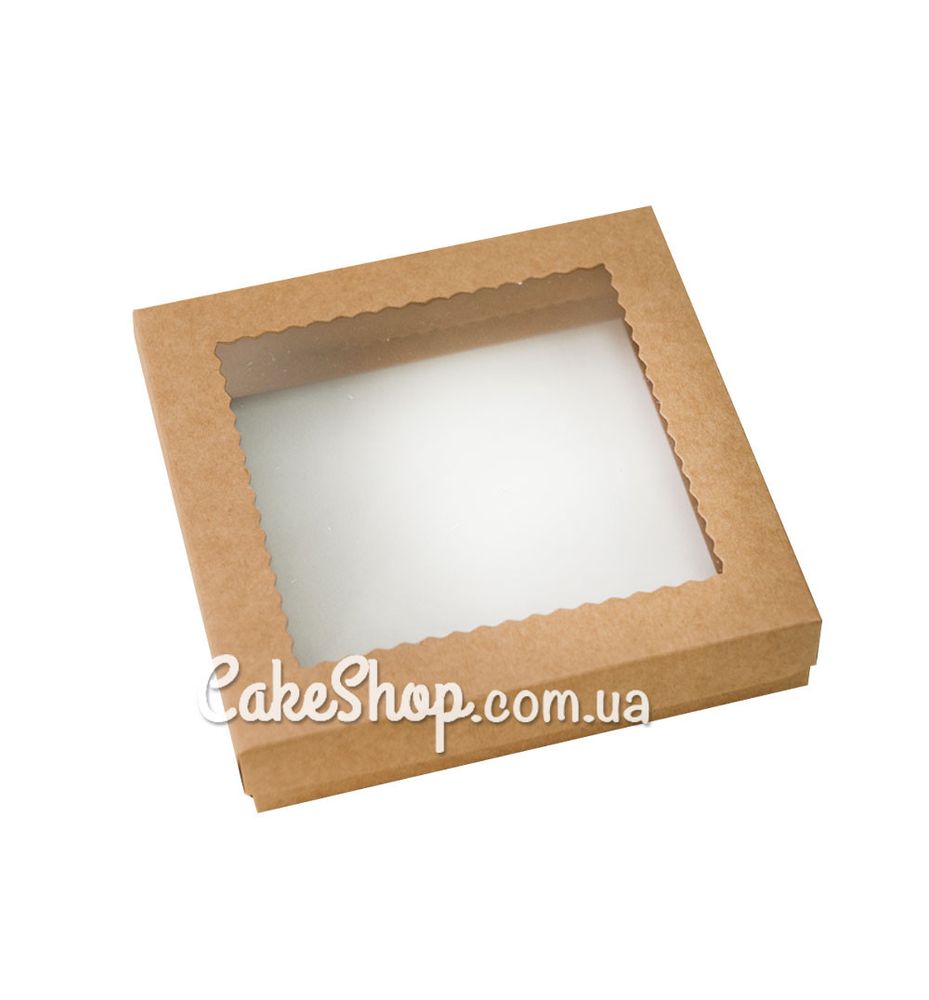 Коробка для пряников с ажурным окошком Крафт, 15х15х3 см - фото