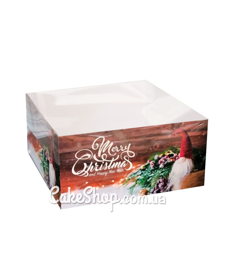 ⋗ Коробка для десертів з прозорою кришкою Гном, 16х16х8 см купити в Україні ➛ CakeShop.com.ua, фото