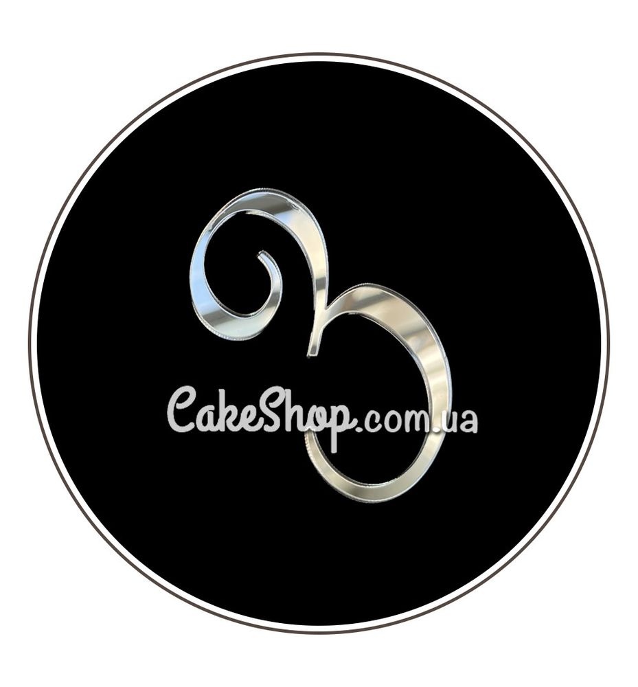 Акриловий топпер DZ бічний цифра 3, срібло - фото