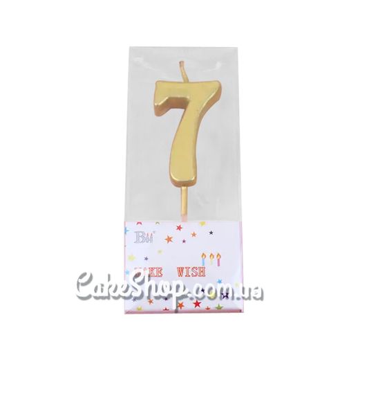 ⋗ Свічка цифра міні Золото - 7 купити в Україні ➛ CakeShop.com.ua, фото