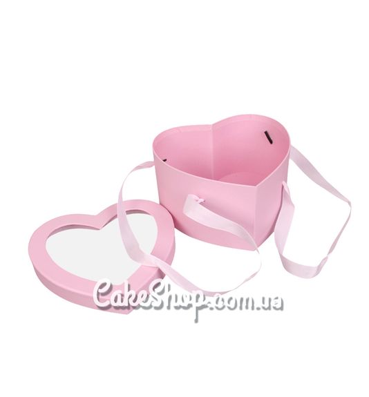 ⋗ Коробка Сердце с ручками, 18,4х17,8х10 см Розовая купить в Украине ➛ CakeShop.com.ua, фото